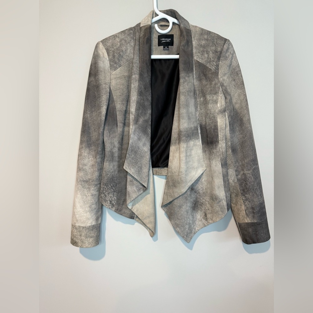 Anthropologie La Marque 1005 Leather Draped Front Jacket - Picture 2 of 12